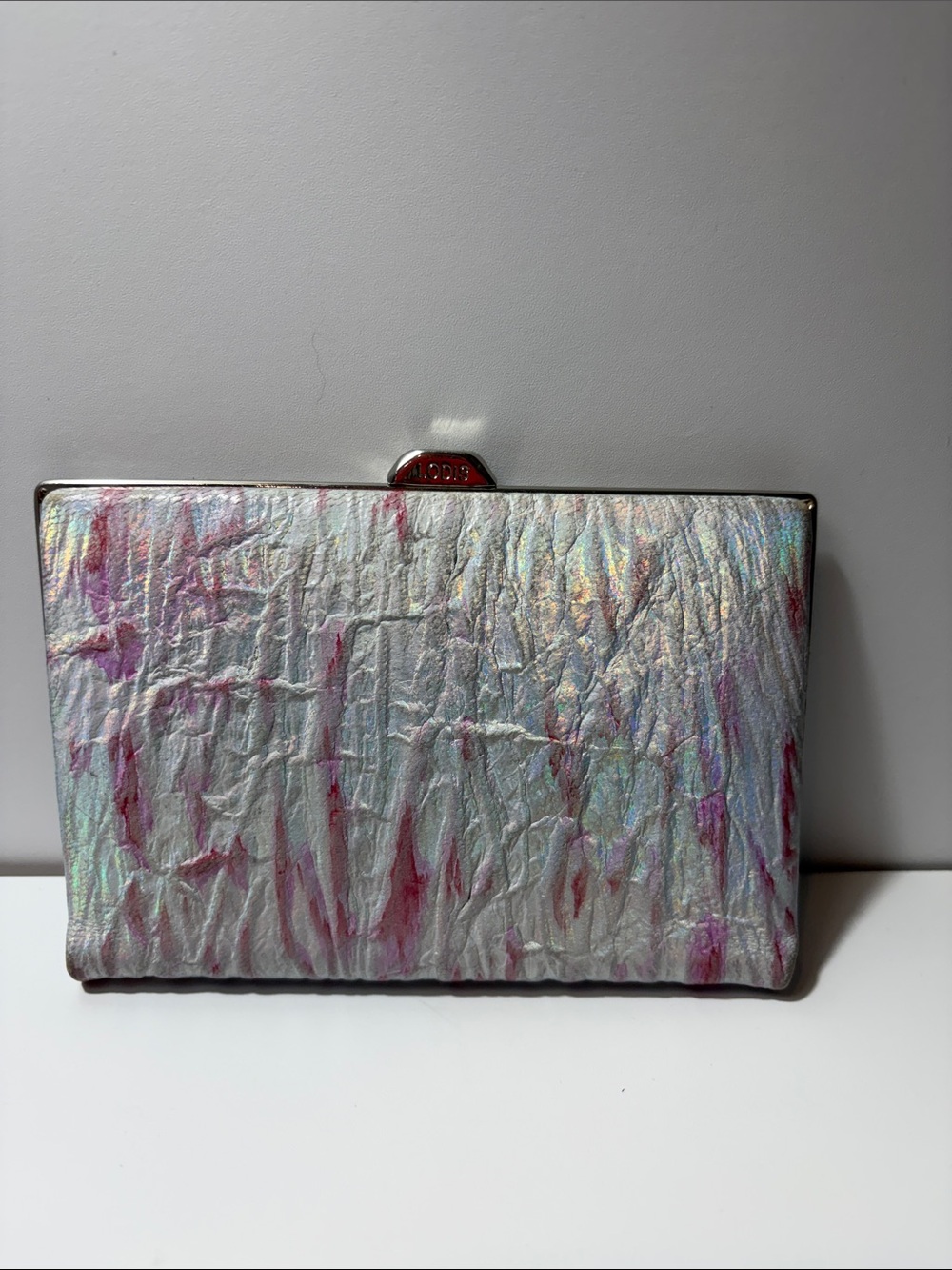 Lodis Iridescent Silver and Pink Card holder